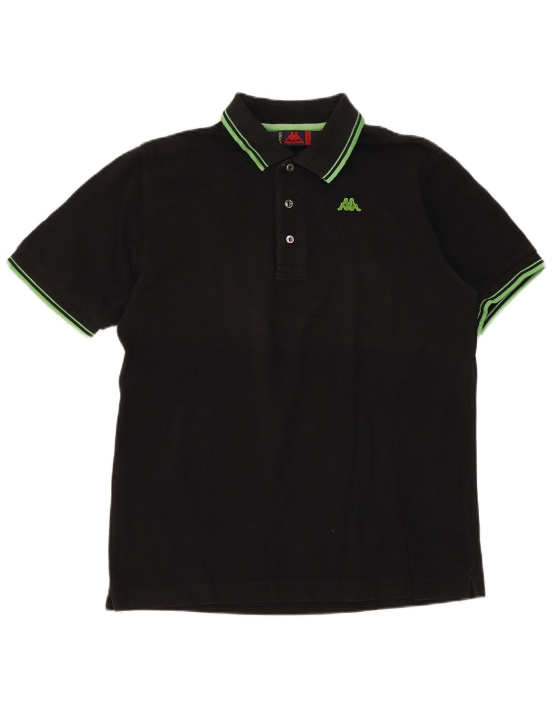 Kappa Herren-Poloshirt, klein, schwarz, gestreift, Baumwolle