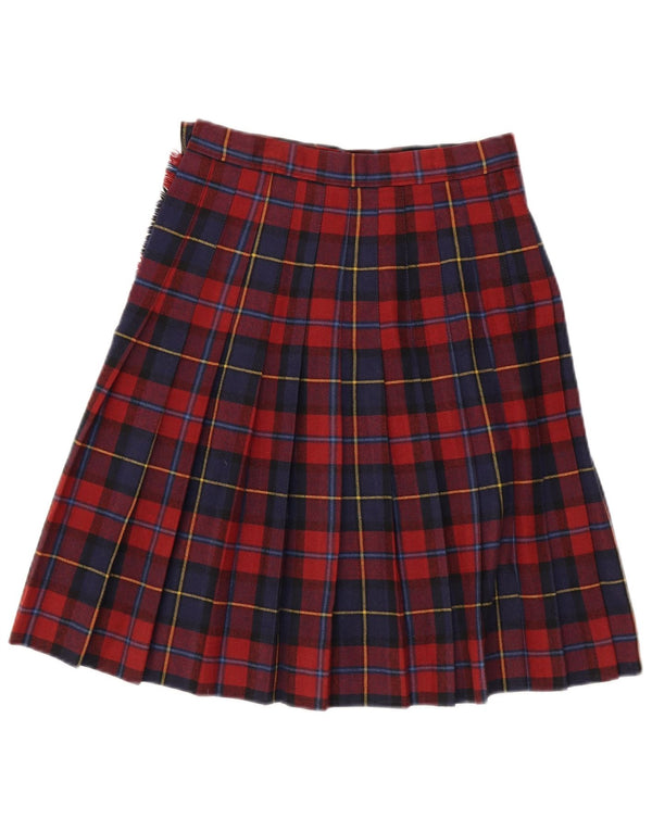 NORTONS Damen-Wickelrock mit hoher Taille, plissiert, Größe 44, mittelgroß, W26, rot kariert