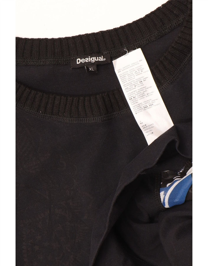 Desigual Damen Kurzarm-Sweatshirt-Pullover UK 18 XL Mehrfarbig