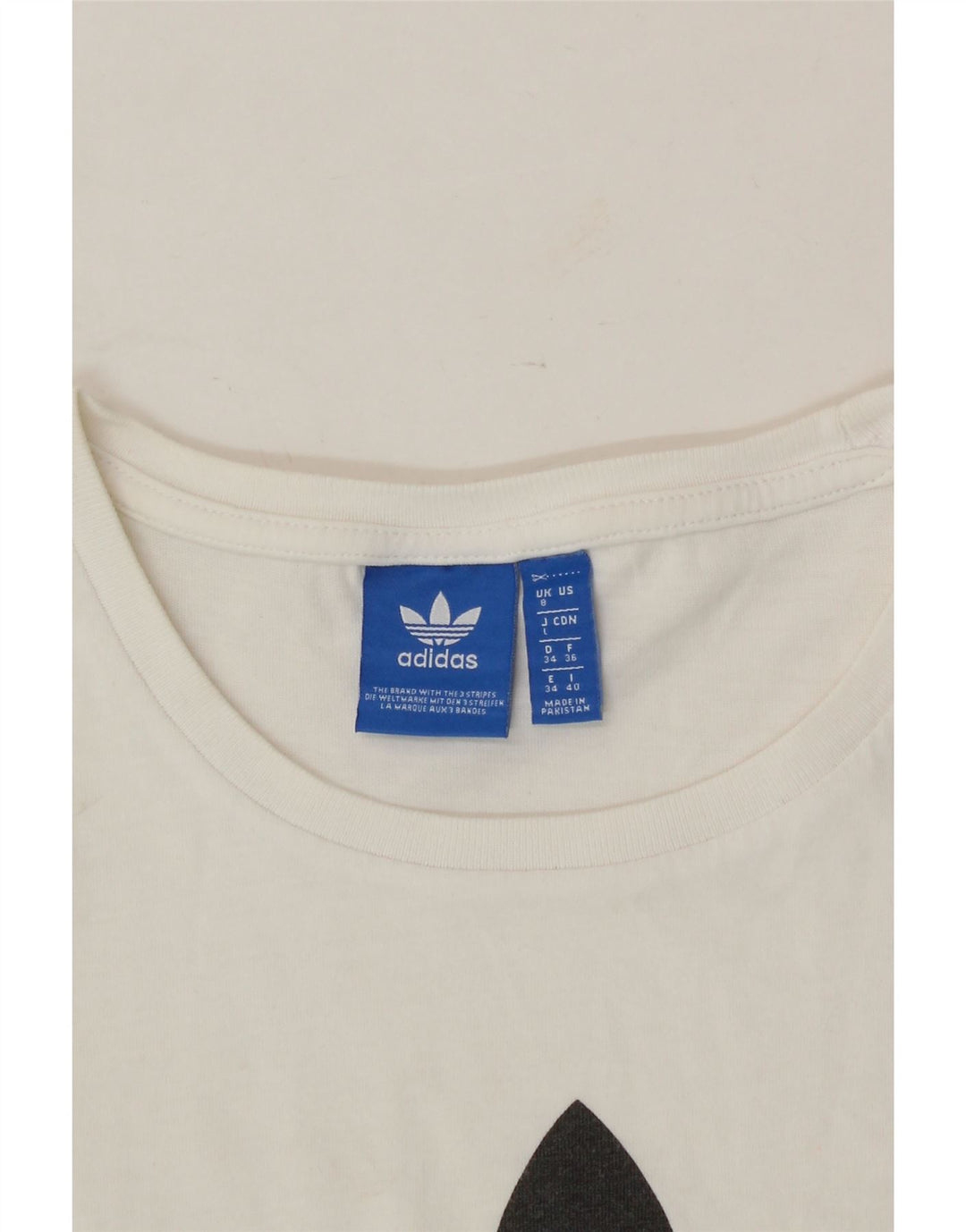 ADIDAS Womens Graphic T-Shirt Top UK 8 Small White Vintage Adidas and Second-Hand Adidas from Messina Hembry 