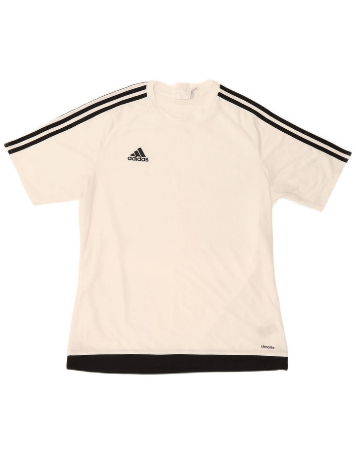 ADIDAS Herren Climalite T-Shirt Top Large Weiß Colourblock Polyester