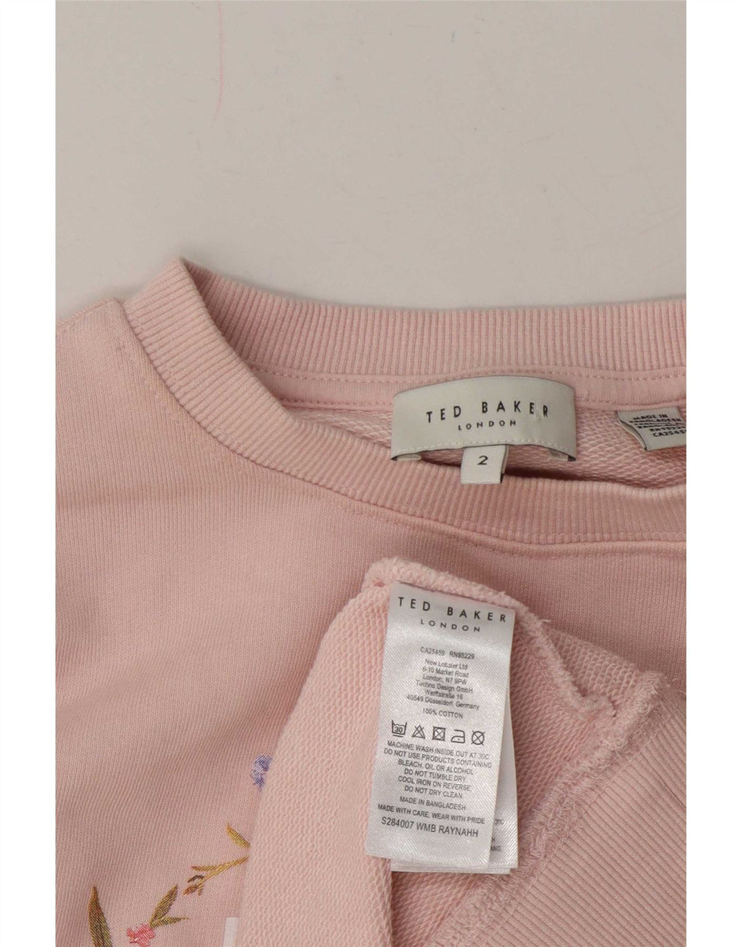 Ted Baker Damen-Sweatshirt mit Grafik-Übergröße, Größe 2, klein, Rosa