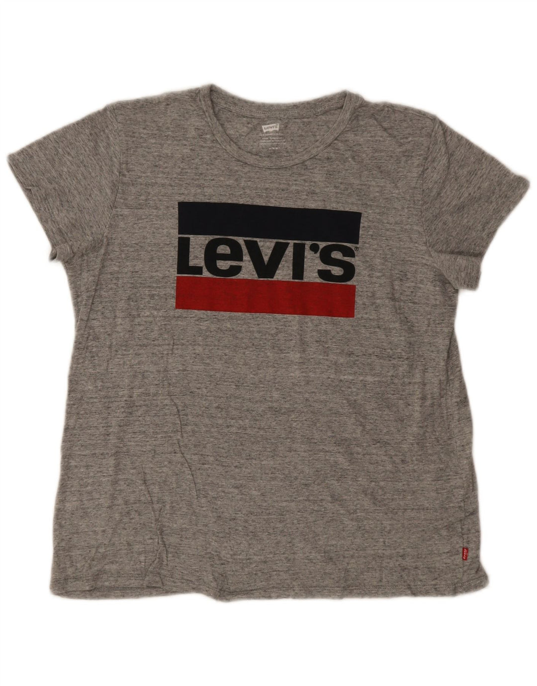 Levi's Damen Grafik-T-Shirt-Oberteil UK 14 Mittelgrau geflecktes Logo