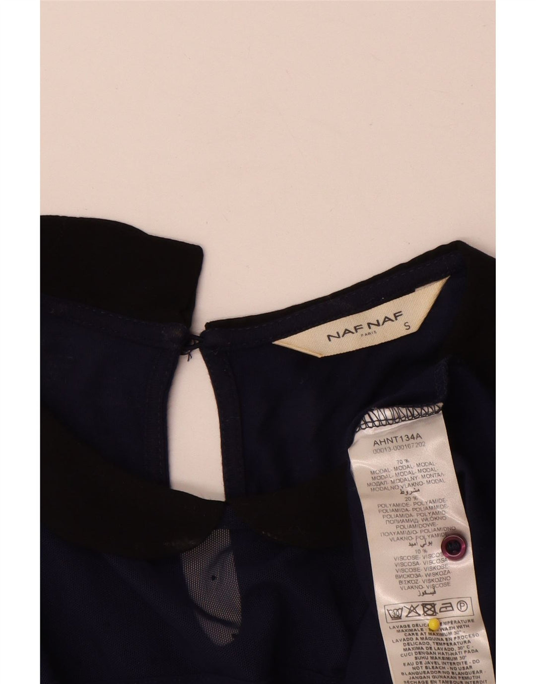 Naf Naf Damen-Blusenoberteil, Größe S, Marineblau, Blockfarben, Modal