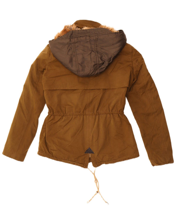 Zara Damen Trafaluc Kapuzenparkajacke UK 10 Small Khaki