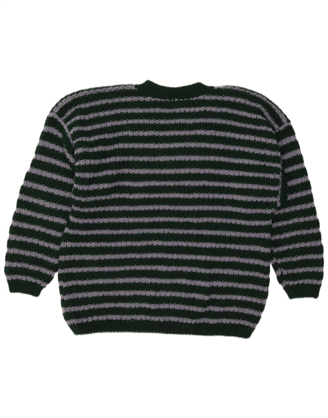 Vintage Herren V-Ausschnitt Pullover Pullover Mittelgrün gestreift