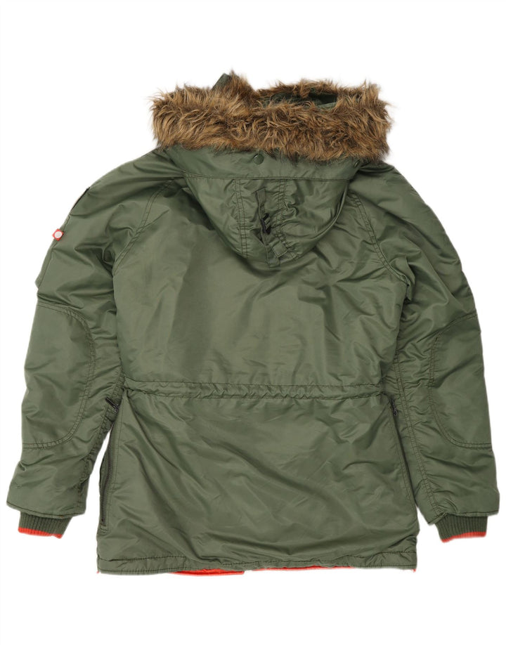 Superdry Herren-Parka mit Kapuze, UK 36, kleines grünes Nylon