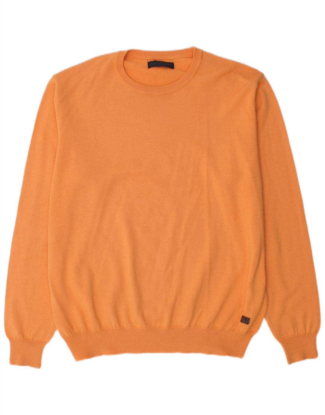 Trussardi Herren-Pullover mit Rundhalsausschnitt, XL, orangefarbene Wolle