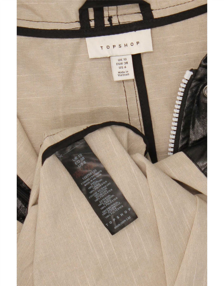 Topshop Damen-Regenmantel mit Kapuze, übergroß, UK 10, Größe S, Schwarz, Baumwolle