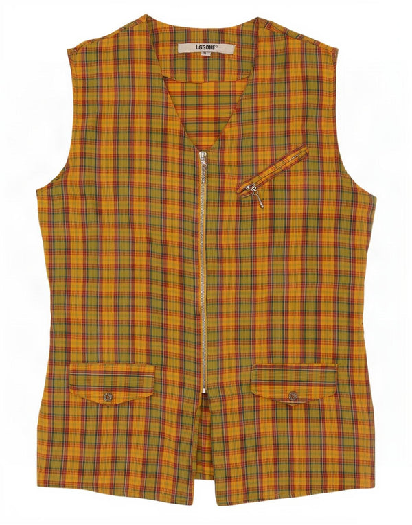 Vintage Womens Utility Gilet EU 38 Medium Multicoloured Check Cotton