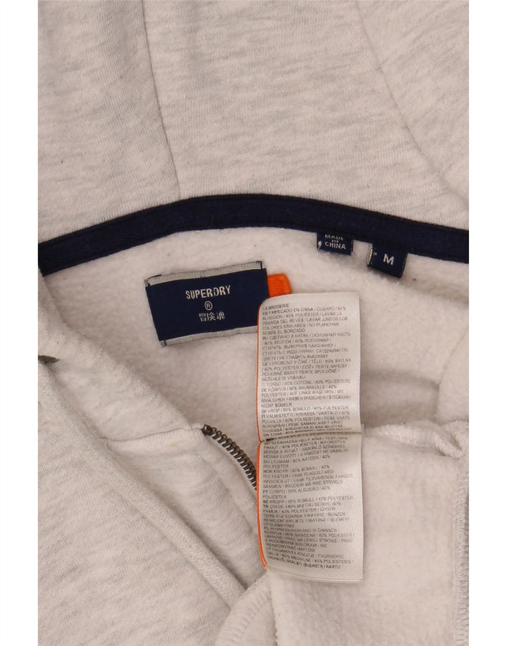 Superdry Herren-Kapuzenpullover mit Reißverschluss aus mittelgrauer Baumwolle
