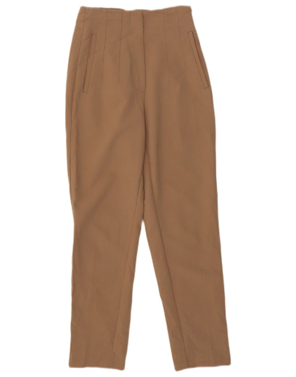 Zara Damen-Anzughose mit hoher Taille, XS, W24, L27, Beige, Polyester