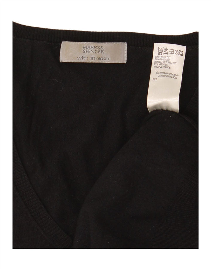 Marks & Spencer Damen-Pullover mit 3/4-Ärmeln und V-Ausschnitt, Gr. 12, mittelschwarz