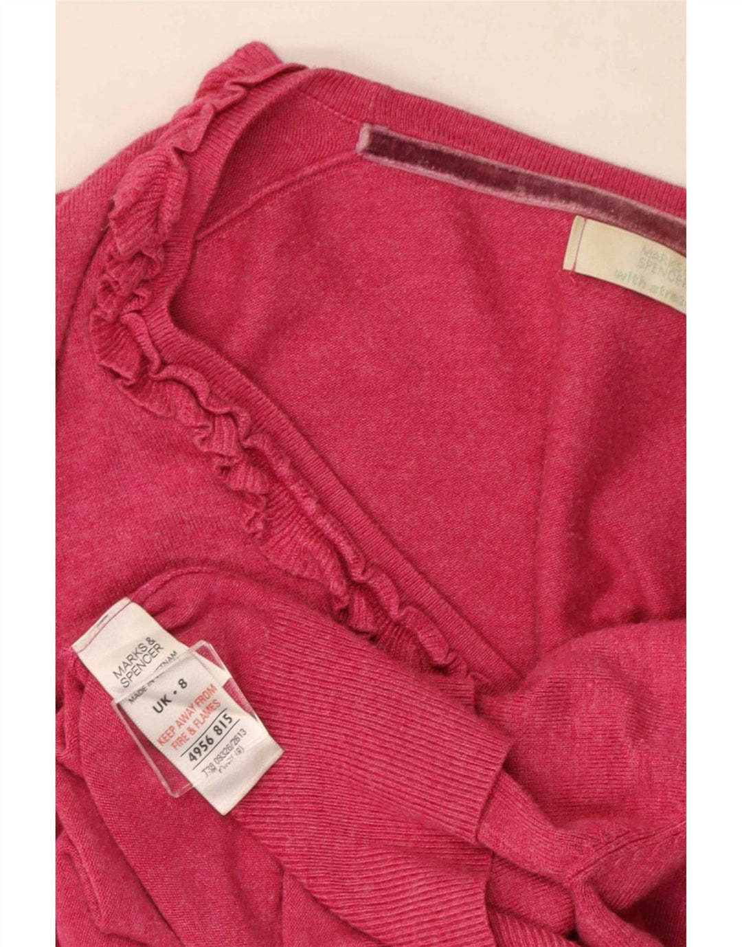 Marks & Spencer Damen Crop Cardigan mit Rüschen vorne, Gr. 8, Rosa
