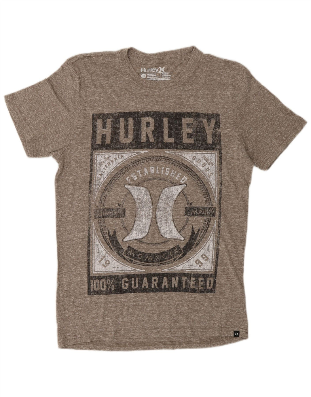 HURLEY Herren Premium Fit Grafik-T-Shirt-Oberteil Mittelgrau meliert