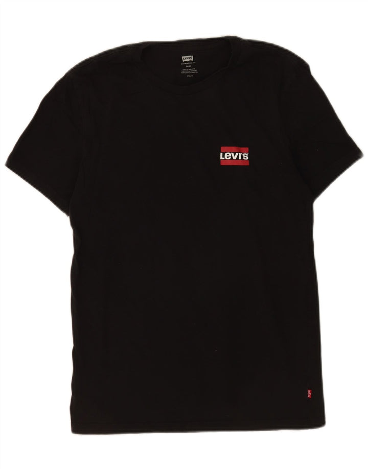 Levi's Slim T-Shirt-Oberteil für Herren aus mittelschwarzer Baumwolle
