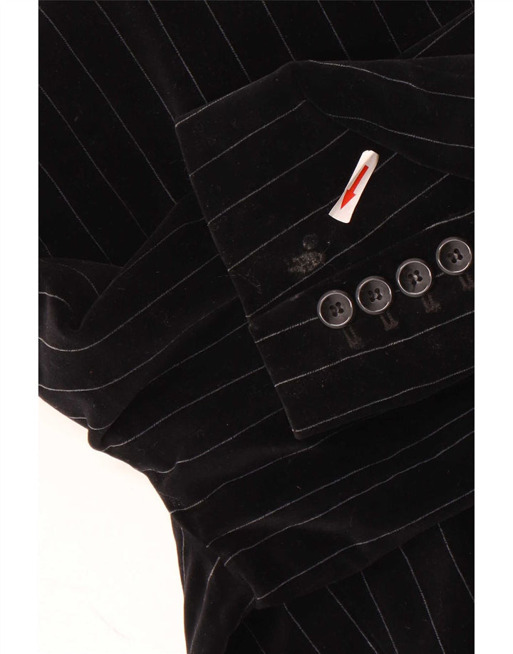 Esprit Damen-Blazer aus Samt mit 2 Knöpfen, Gr. 14, Größe L, Schwarz, Nadelstreifen
