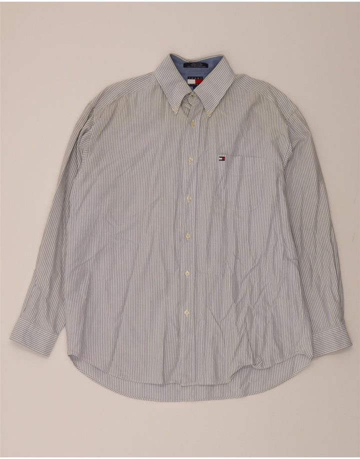 TOMMY HILFIGER Mens Shirt Large Blue Pinstripe Cotton Vintage Tommy Hilfiger and Second-Hand Tommy Hilfiger from Messina Hembry 