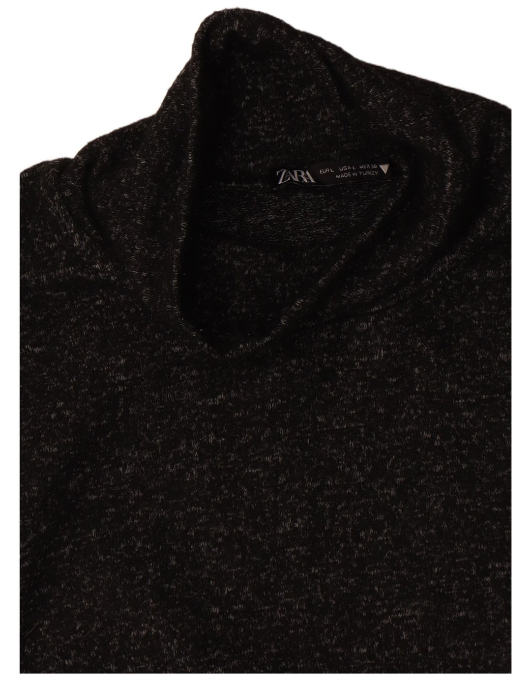 Rollkragenpullover von Zara für Damen, Gr. 40, Größe L, Schwarz gefleckt