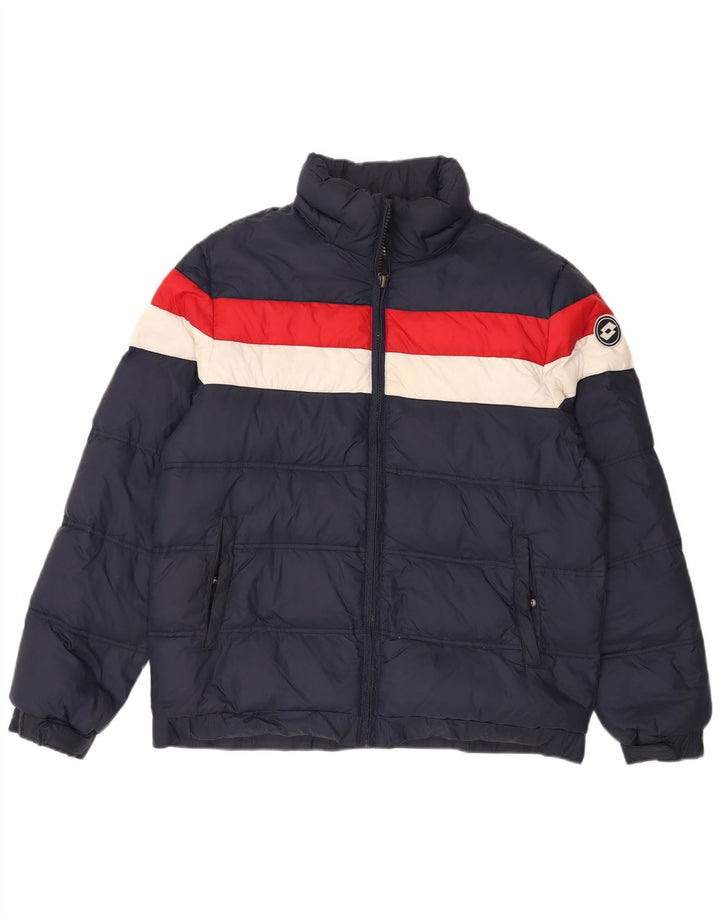 LOTTO Wattierte Herrenjacke UK 40 Large Marineblaues Colourblock-Nylon