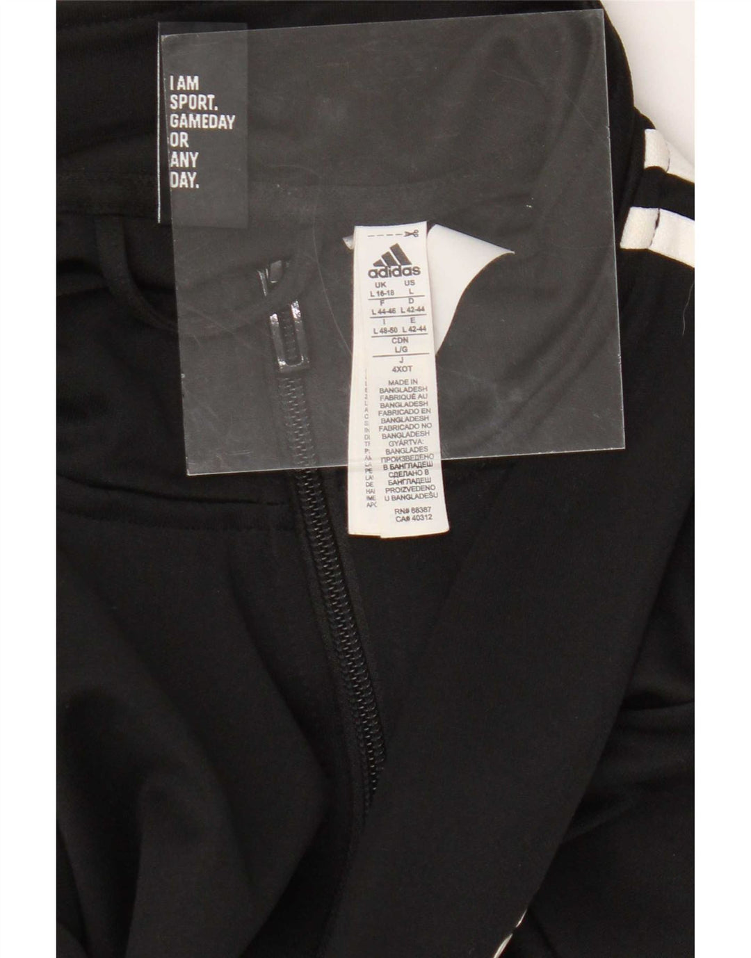 Adidas Damen Trainingsanzug Top Jacke UK 16/18 Large Schwarz Polyester