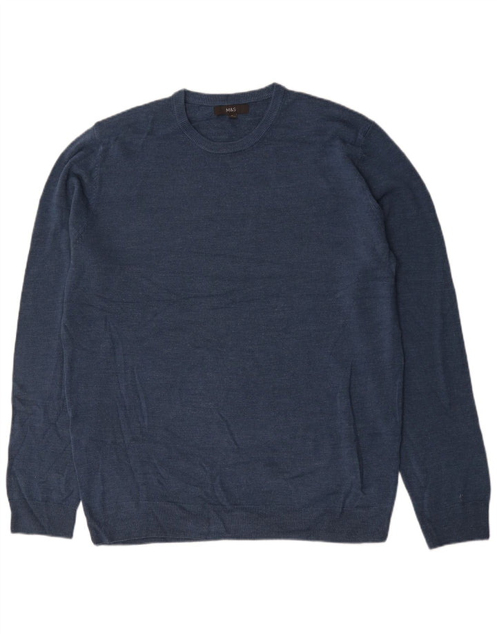 Marks & Spencer Herren-Pullover mit Rundhalsausschnitt, XL, Marineblau, Acryl