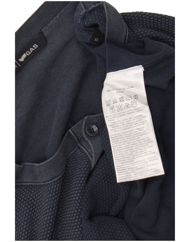 Gas Herren-Pullover mit Rundhalsausschnitt, XL, blaue Baumwolle