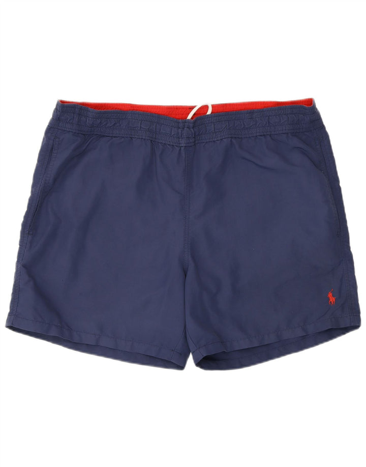Polo Ralph Lauren Herren-Badeshorts aus mittelblauem Nylon in Marineblau