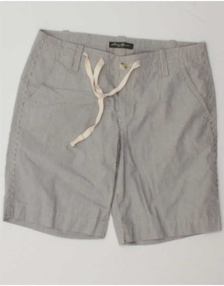 EDDIE BAUER Womens Chino Shorts US 8 Medium W34 Grey Pinstripe Cotton Vintage Eddie Bauer and Second-Hand Eddie Bauer from Messina Hembry 