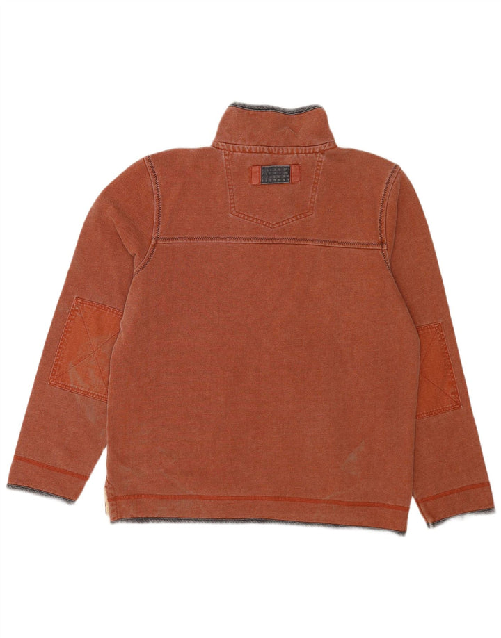 Fat Face Herren-Sweatshirt mit Reißverschluss am Hals, mittelbraune Baumwolle