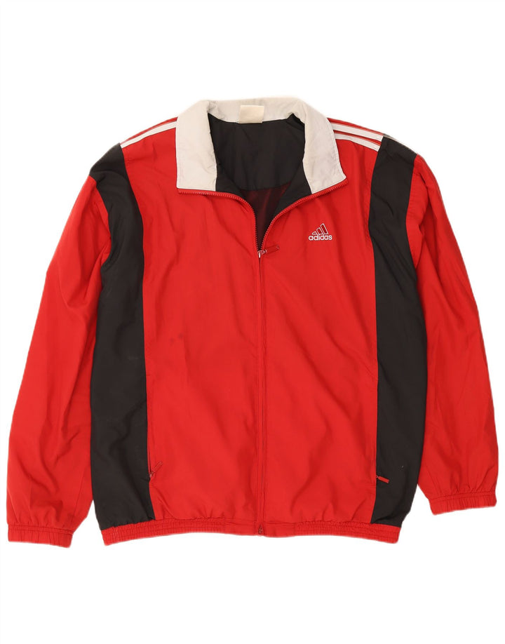 Adidas Herren Trainingsanzug Top Jacke XL Rot Colourblock Polyester