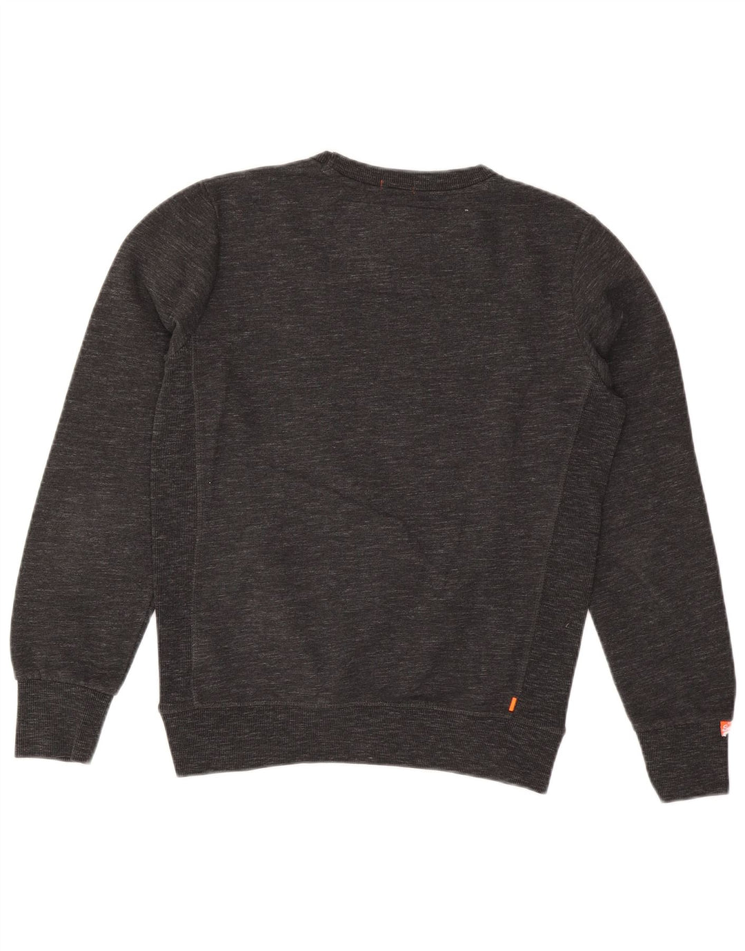 Superdry Herren-Sweatshirt-Pullover aus mittelgrau gefleckter Baumwolle