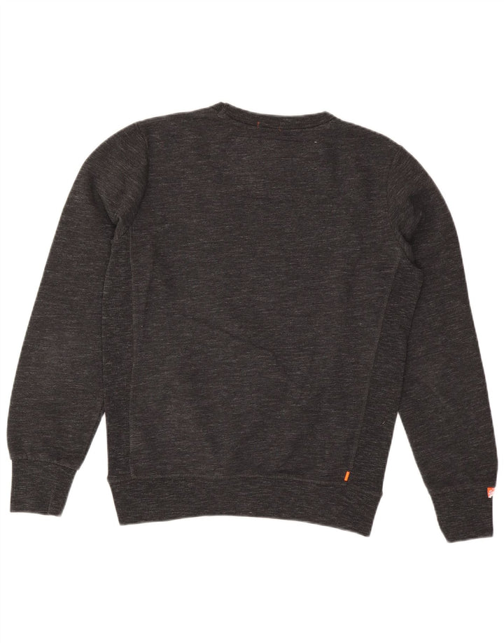 Superdry Herren-Sweatshirt-Pullover aus mittelgrau gefleckter Baumwolle