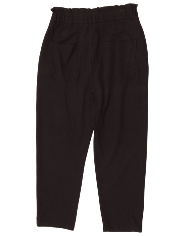 Zara Damen-Hose mit hoher Taille, schmal zulaufende, kurze Hose, Größe L, W30, L24, schwarze Viskose