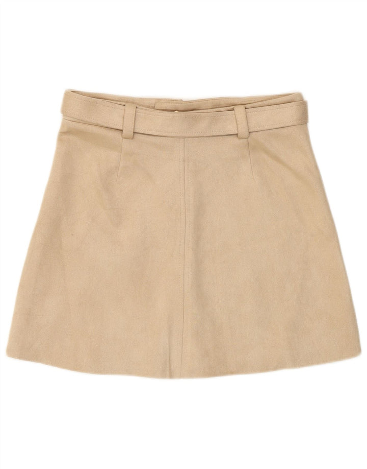 Zara Damen Minirock Medium W28 Beige Polyester
