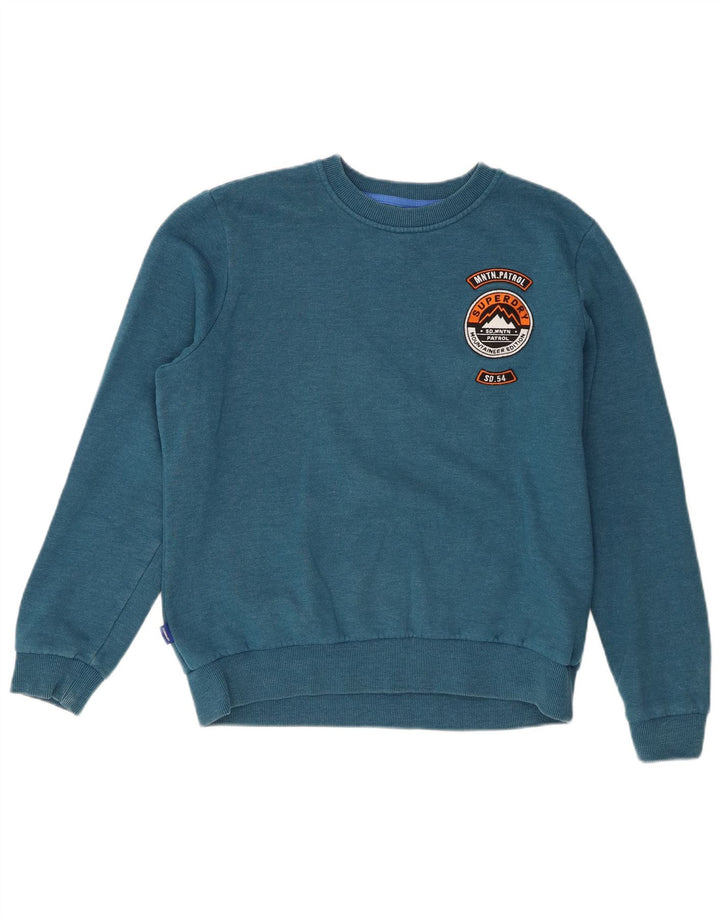 Superdry Damen-Sweatshirt mit Grafik, übergroß, Größe S, Blau, Größe 40, Baumwolle