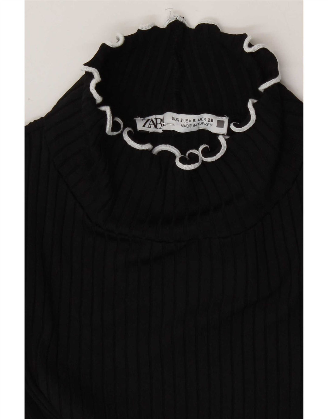 Zara Damen Crop Bluse Top UK 8 Small Schwarz Polyamid