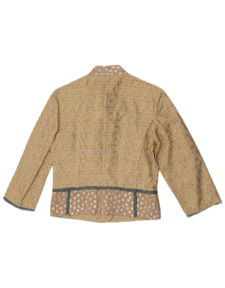 Cividini Damen Crop 4 Button Bolero Jacke IT 44 Mittelgelb Geometrisch