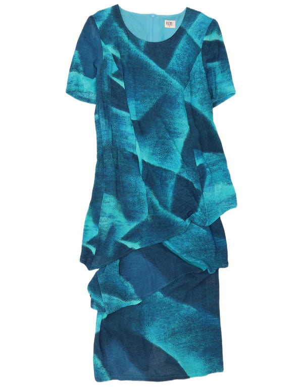 Vicini Damen Maxi-Schößchenkleid mit 1/2-Ärmeln, UK 18, XL, Blau, Farbblock