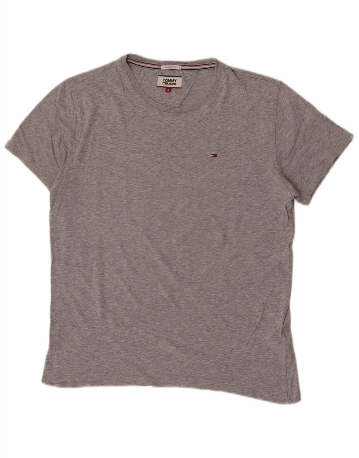 Tommy Hilfiger Herren-T-Shirt mit normaler Passform, Größe S, Grau, Baumwolle