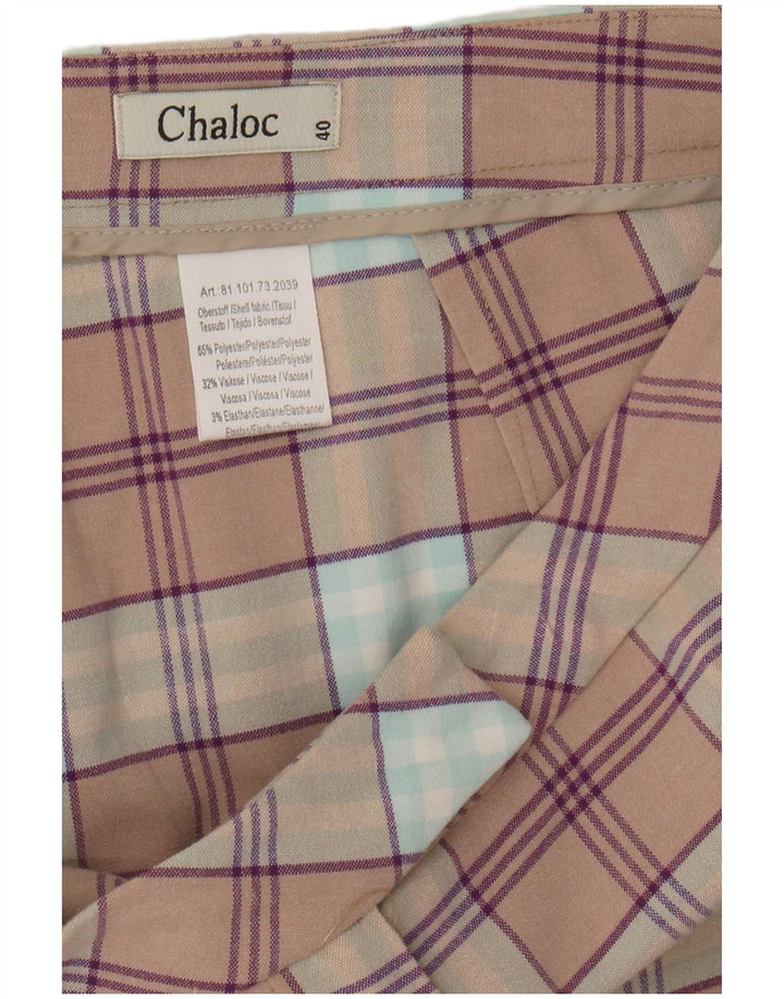 VINTAGE Womens Straight Suit Trousers EU 40 Medium W32 L26 Beige Check