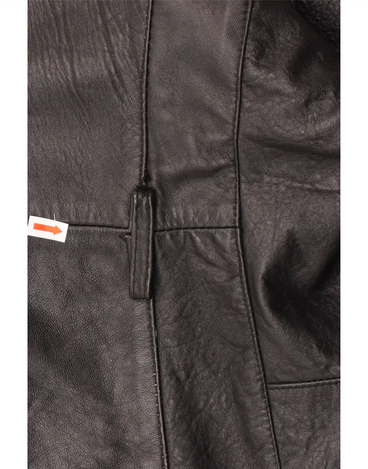 Vintage Herren Zweireihige Lederjacke UK 40 Großes schwarzes Leder