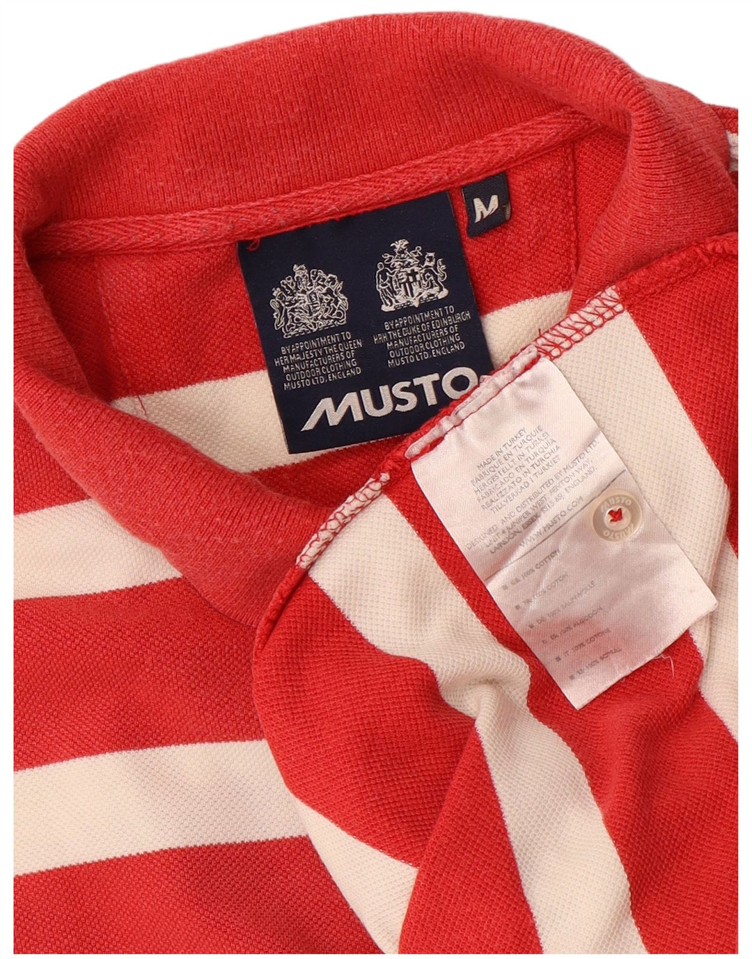 MUSTO Herren-Poloshirt aus mittelroter, gestreifter Baumwolle