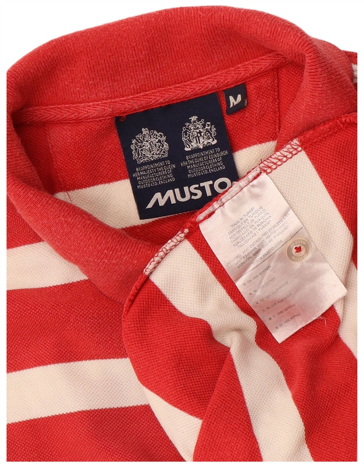 MUSTO Herren-Poloshirt aus mittelroter, gestreifter Baumwolle