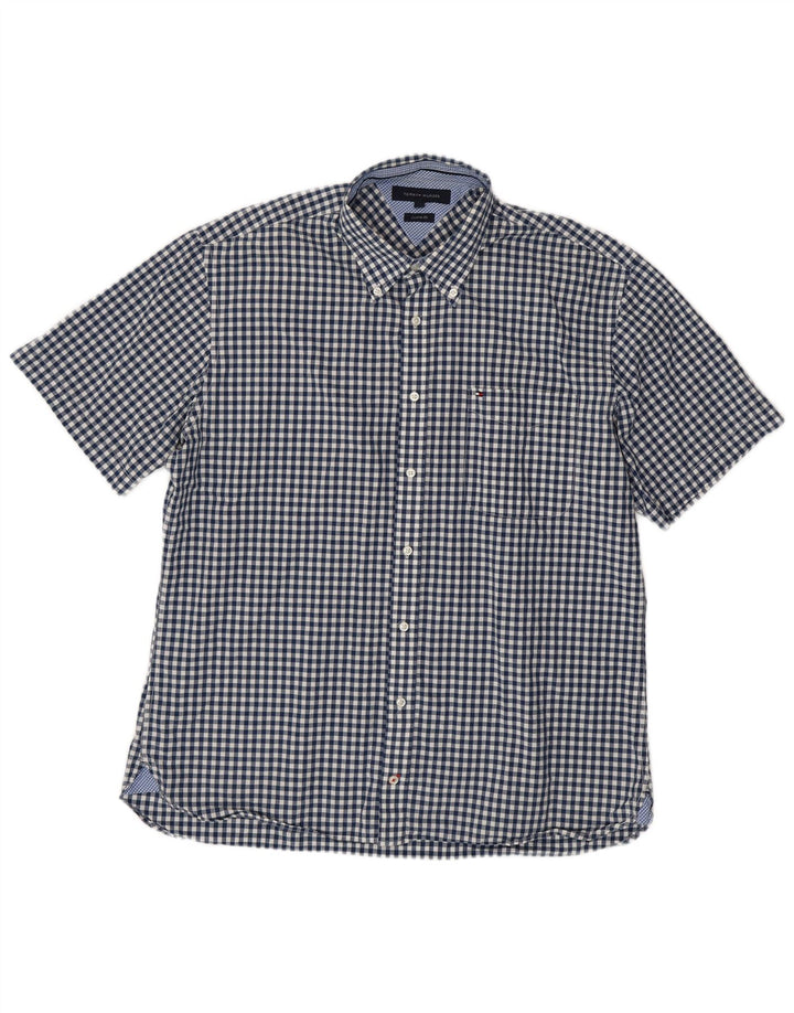 TOMMY HILFIGER Herren Custom Fit Kurzarmhemd XL Marineblau Gingham
