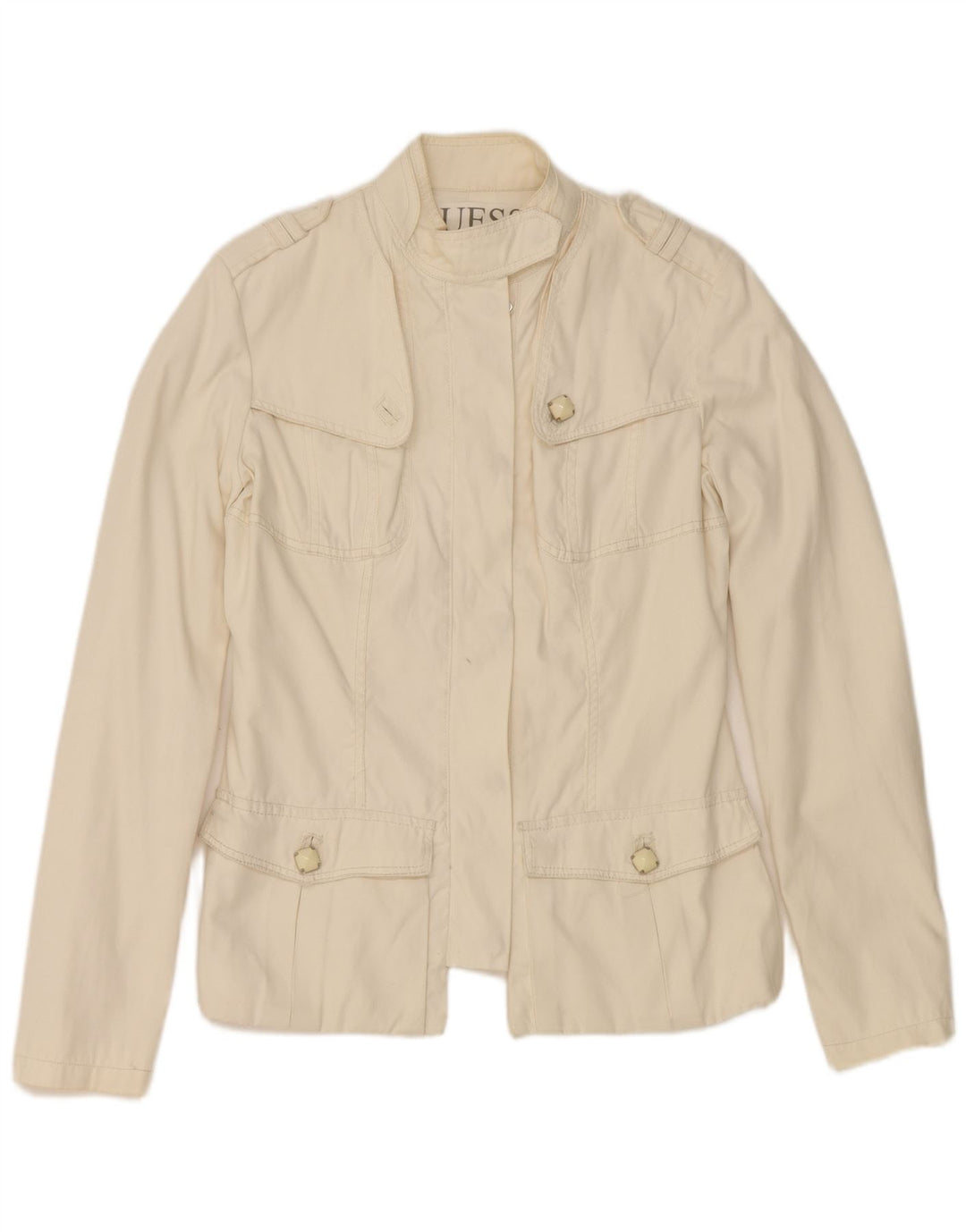Guess Damen Militärjacke UK 14 Large Off White Nylon
