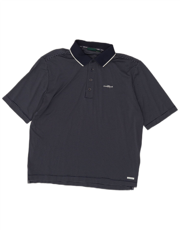 Chervo Herren Poloshirt IT 48 Medium Navy Blue Nadelstreifen Polyamid