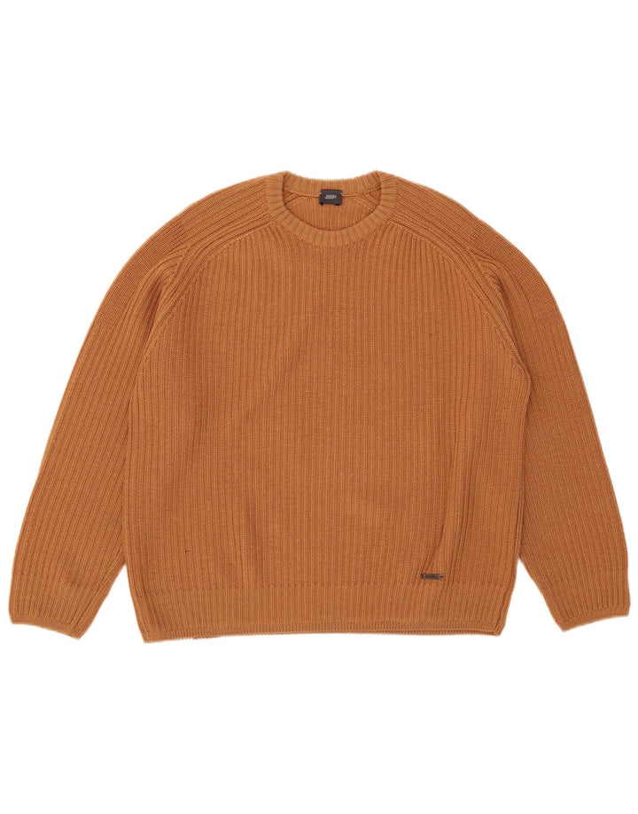 Joop Herren-Pullover mit Rundhalsausschnitt, IT 50, mittelbraune Wolle