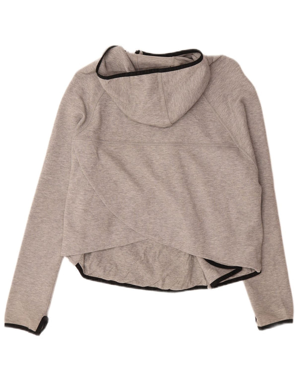 Nike Damen Zip Hoodie Pullover UK 16 Große graue Baumwolle