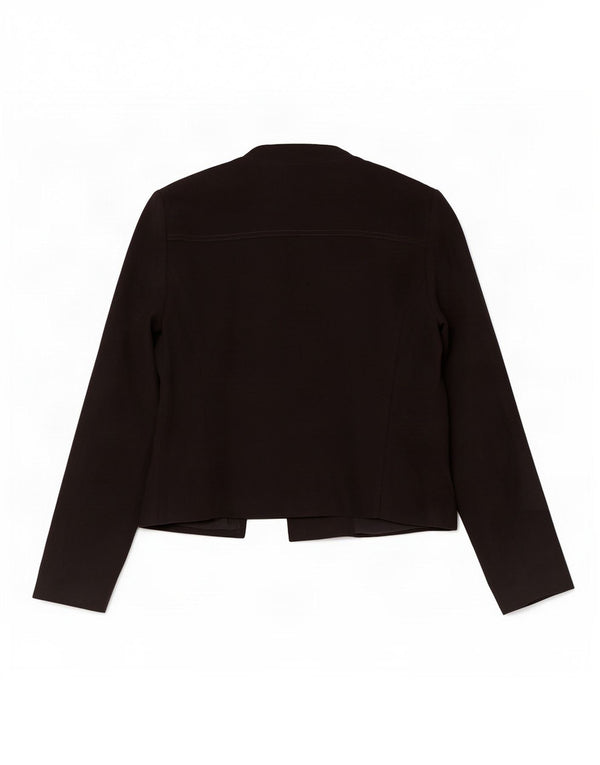 Marks & Spencer Womens Full Zip Blazer Jacket UK 14 Medium Black Polyester